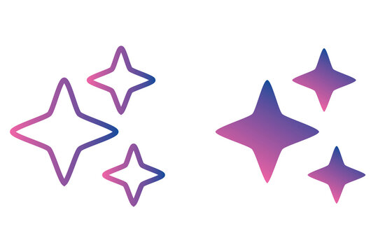 Modern Gradient AI Sparkle Icon Set Outline and Solid Filled for Generative Tech