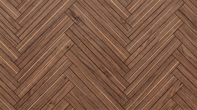 Walnut wood herringbone floor texture, dark brown timber parquet background, elegant wooden plank pattern for interior design and architectural rendering
