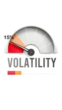 Volatility meter showing falling values of volatility. Diminishing to minimum, reaching zero, below the norm. Lack of volatility. No AI, made by humans for humans.
