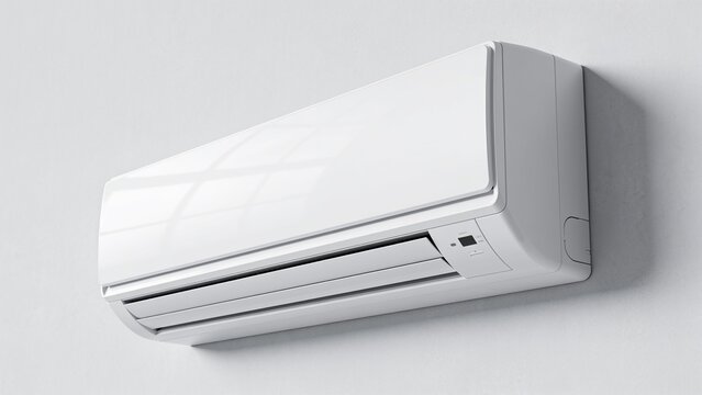 Minimalist white split-system air conditioner mounted on clean wall for modern home cooling