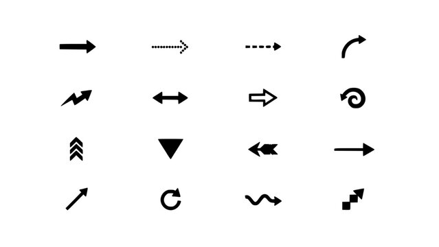 Arrows and Symbols Set with Various Directional and Abstract Shapes Featuring Design, Vector, Icon with Illustration and Graphics