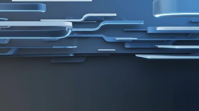 Abstract 3D Geometric Blue Background Featuring Layered Horizontal Bars for Modern Technology and Corporate Presentations