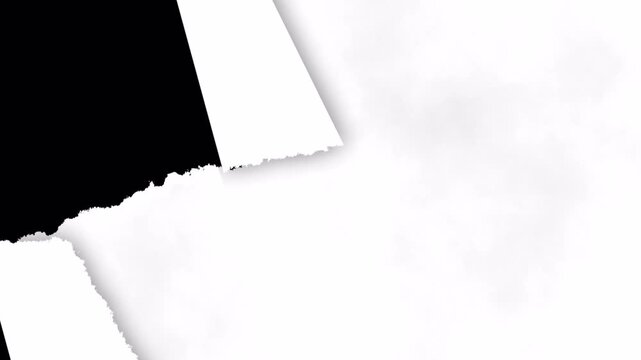 Ripped paper transitions on transparent background, alpha channel
