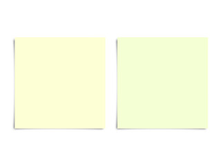 Two blank yellow sticky notes PNG isolated on transparent background © StockLine Studio