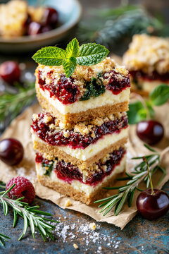  Berry Cheesecake Crumble Bars AI Generative
