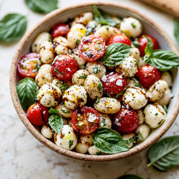 White Bean Caprese Salad with Mozzarella and Basil &ndash; AI Generative