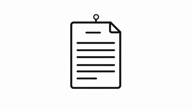 Paper Document with Lines and Clip.