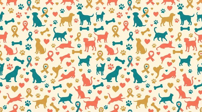 Pet Welfare Seamless Pattern Design