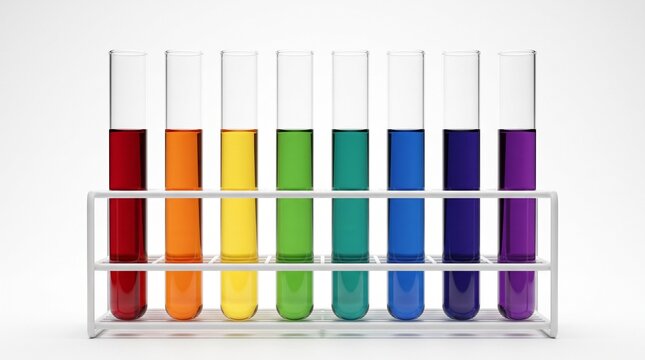 Rainbow pH Scale Test Tube Rack White Background
