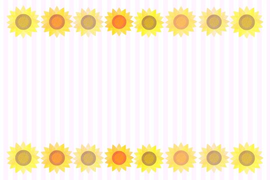 夏のひまわり背景しましまピンク