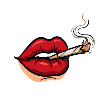 a cigarette between her lips Close Female Mouth Holding Black Stock Photo 1037776255 Cigarette Dangling from Lips |
