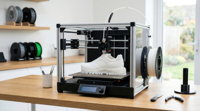 3d printer sneaker shoe filament technology innovation e commerce retail modern design manufacturing digital creative object equipment desktop