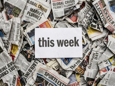 Crumbled Newspapers, This Week Message, Current Events and News Concept