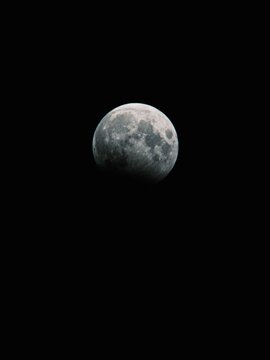 Moon in space. Lunar surface in darkness