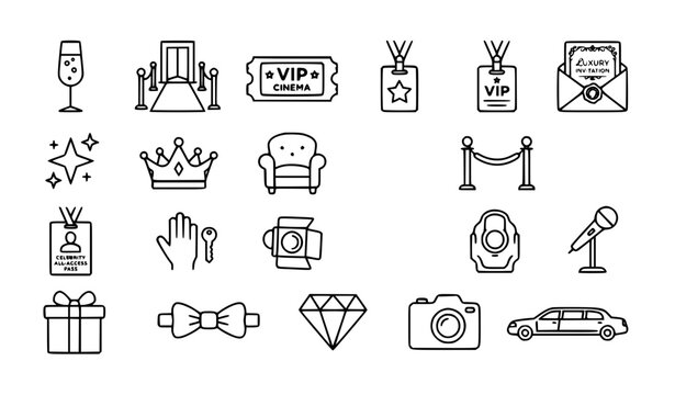 Premium VIP Service Outline Icons Editable Stroke Vector Collection