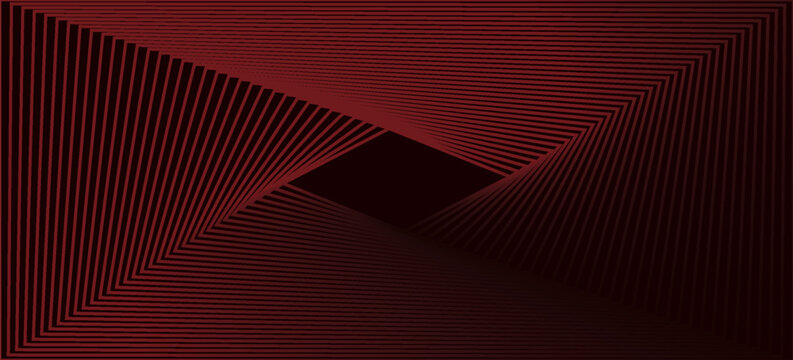 Abstract red neon arrow light glow background. Futuristic cyber laser line motion banner for casino. Dynamic techno perspective beam 3d graphic design. Cool party power and energy boost led tunnel