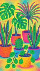 Obraz premium Vibrant tropical plants mobile wallpaper