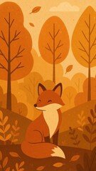 Fototapeta premium Whimsical fox in autumn forest mobile wallpaper