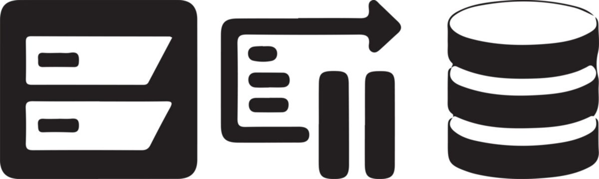 Modern icons showing data transfer from spreadsheet to database storage system