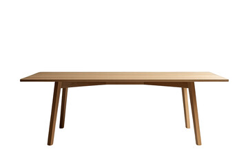 Fototapeta premium Modern wooden dining table with tapered legs on transparent background for kitchen or office design