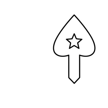 Outline of a spade symbol with a star