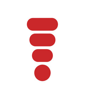 Red rounded shapes on white background
