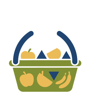 Shopping basket with fruits and vegetables