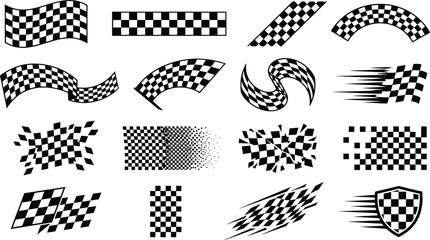 Obraz premium Checkered Flags and Racing Motifs in Dynamic Motion and Graphic Designs