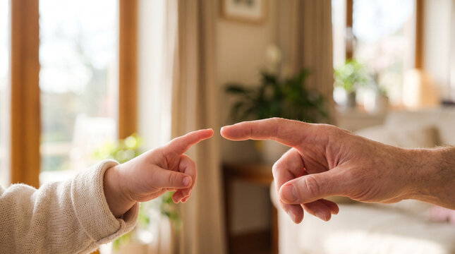 Connecting Hands of a Parent and a Child