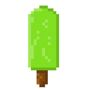 green ice cream on a stick in pixel art