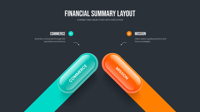 Digital Report 2 Step Infographic Slideshow Template. Project Showcase Slide Layout Vector Illustration. Product Planning Two Option Diagram Presentation Design.