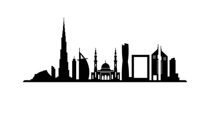 Obraz premium Dubai city skyline silhouette at sunset