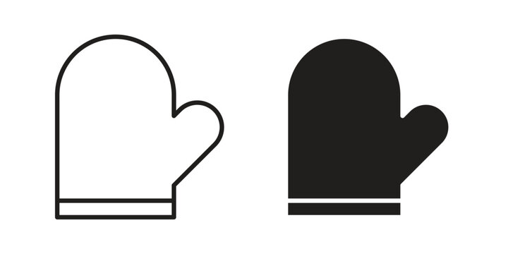 Oven mitt icon line logo pack