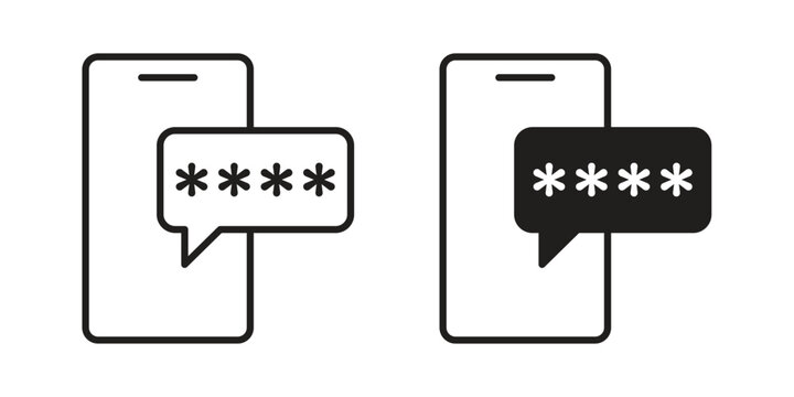 Otp sms password icon line logo pack