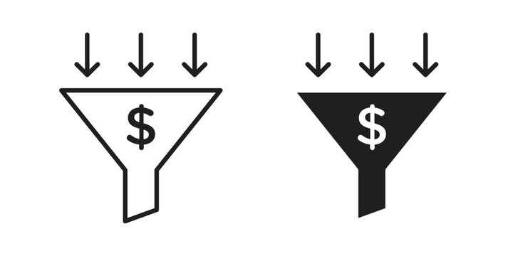 Sales funnel icon line logo pack