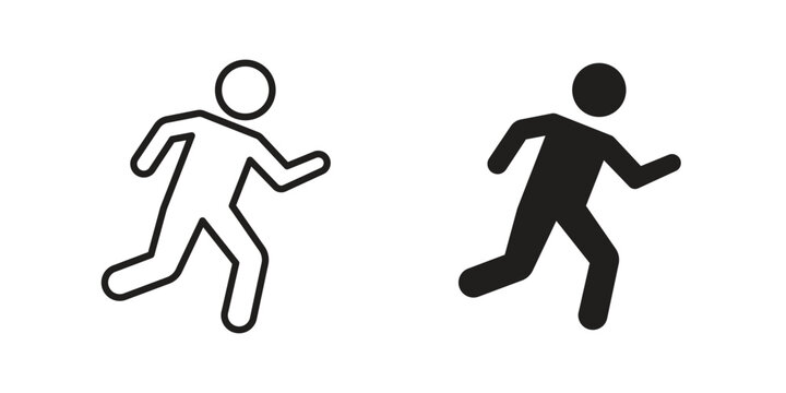 Running icon line logo pack