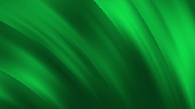 Bright emerald green silk fabric with flowing curves and soft gradients creates an abstract pattern design suitable for home decor.