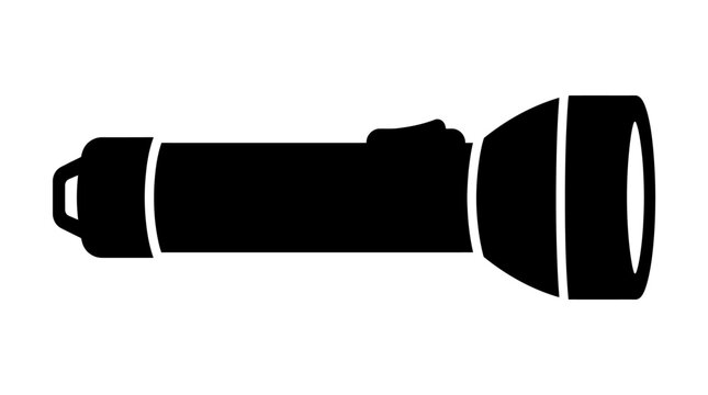 Handheld flashlight torch silhouette icon for emergency gear.