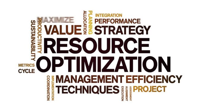 Resource Optimization animated word cloud-text design animation tag kinetic typography seamless loop.