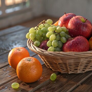 fresh assortment of oranges red apples and green