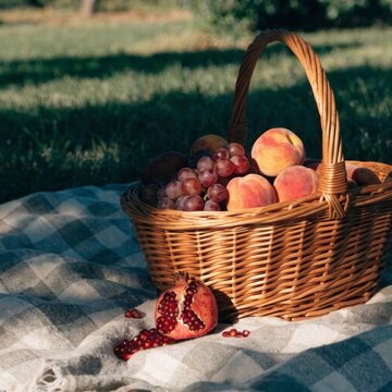  picnic basket rustic woven wicker with warm honey