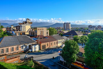 Fototapeta premium Sunny day in Vladikavkaz city center, North Ossetia - Alania Republic of Russia