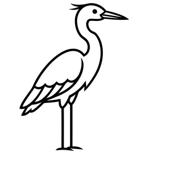 Stylized Heron Bird Line Art