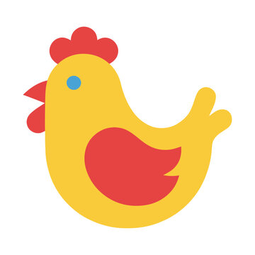 Stylized Yellow Chicken with Red Features