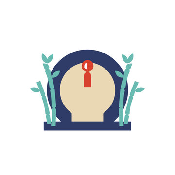 Temple Building Flat Vector Illustration