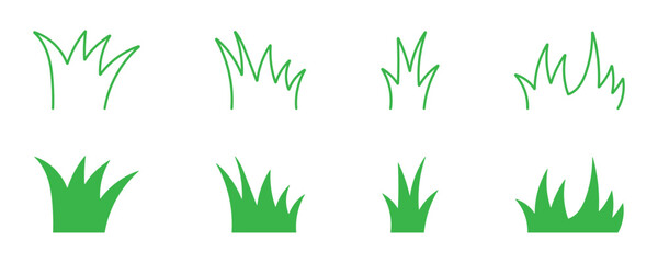 Fototapeta premium Natural grass icon vector illustration. Green grass plant used in digital design.