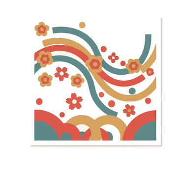 Abstract floral and rainbow shapes