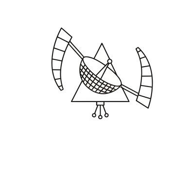 Abstract geometric satellite dish and pumpjack