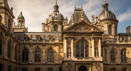 Obraz premium Grand European Architecture: Ornate Facade, Domes & Sculptures