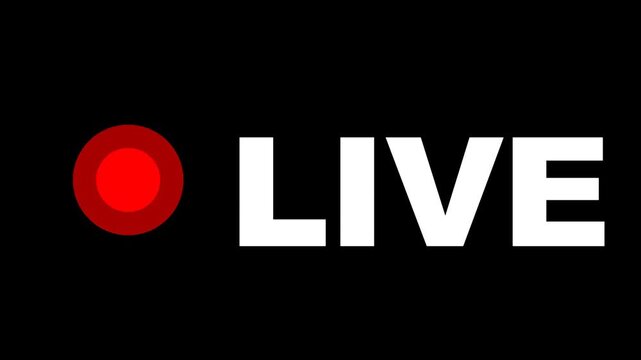 Live broadcast indicator with red blinking dot and white text on black background